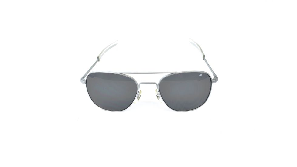 AO Original Pilot Sunglasses, Bayonet, Matte Chrome Frame, CC Gray Poly Lens, Polarized, 55mm, 30196