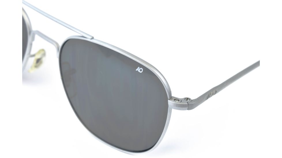AO Original Pilot Sunglasses, Bayonet, Matte Chrome Frame, CC Gray Poly Lens, Polarized, 55mm, 30196