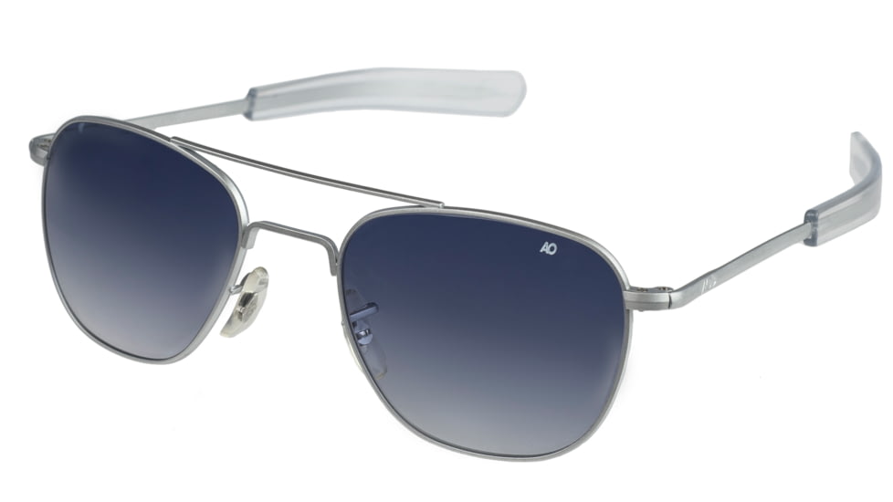 AO Original Pilot Sunglasses, Bayonet, Matte Chrome Frame, Polycarbonate Gradient Blue Lens, 57mm, 30209