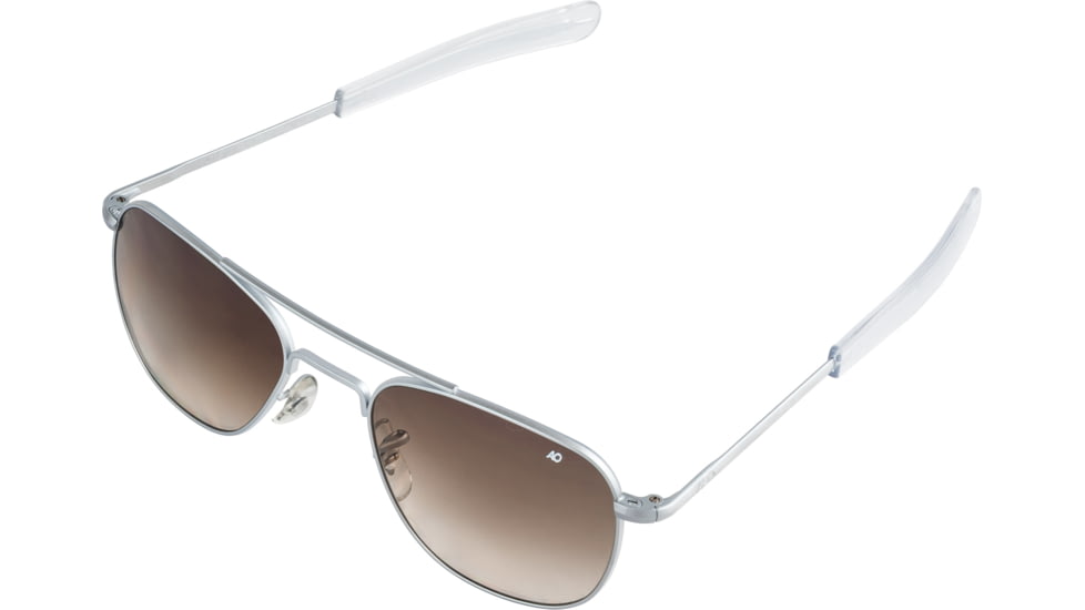 AO Original Pilot Sunglasses, Bayonet, Matte Chrome Frame, Polycarbonate Gradient Brown Lens, 57mm, 30210