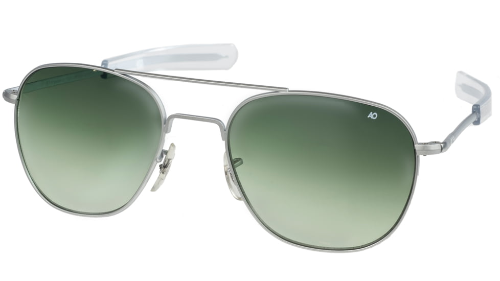 AO Original Pilot Sunglasses, Bayonet, Matte Chrome Frame, Polycarbonate Gradient Green Lens, 57mm, 30211