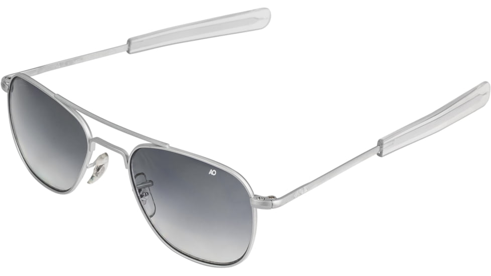 AO Original Pilot Sunglasses, Bayonet, Matte Chrome Frame, Polycarbonate Gradient Grey Lens, 57mm, 30212