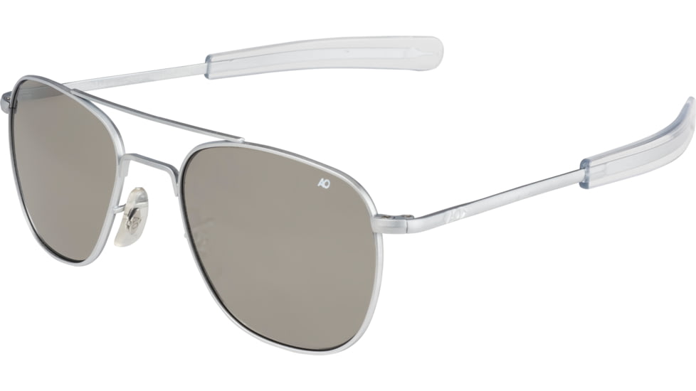 AO Original Pilot Sunglasses, Bayonet, Matte Chrome Frame, Silver Mirror Lens, 52mm, 30230