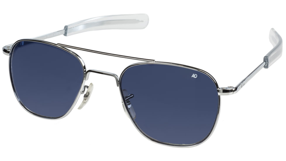 AO Original Pilot Sunglasses, Bayonet, Silver Frame, Polycarbonate Gradient Blue Lens, 52mm, 32299