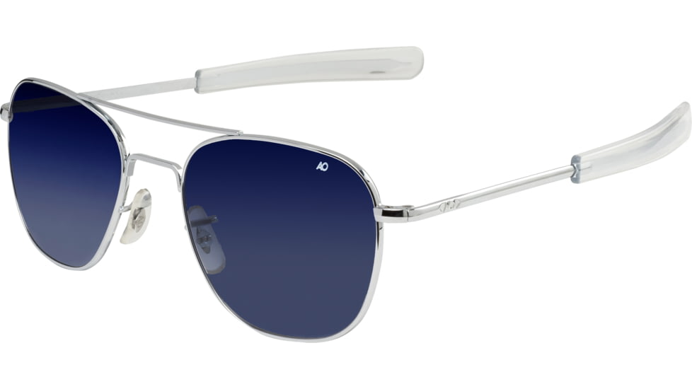 AO Original Pilot Sunglasses, Bayonet, Silver Frame, Polycarbonate Gradient Blue Lens, 55mm, 32243
