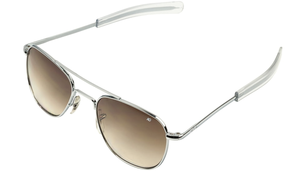 AO Original Pilot Sunglasses, Bayonet, Silver Frame, Polycarbonate Gradient Brown Lens, 52mm, 32300