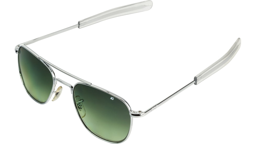 AO Original Pilot Sunglasses, Bayonet, Silver Frame, Polycarbonate Gradient Green Lens, 57mm, 30207