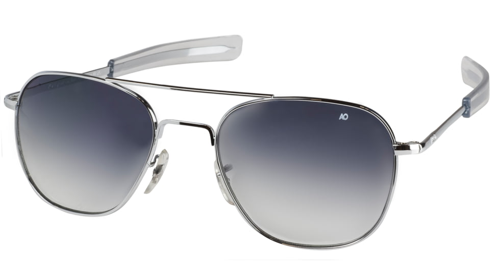 AO Original Pilot Sunglasses, Bayonet, Silver Frame, Polycarbonate Gradient Grey Lens, 57mm, 30208