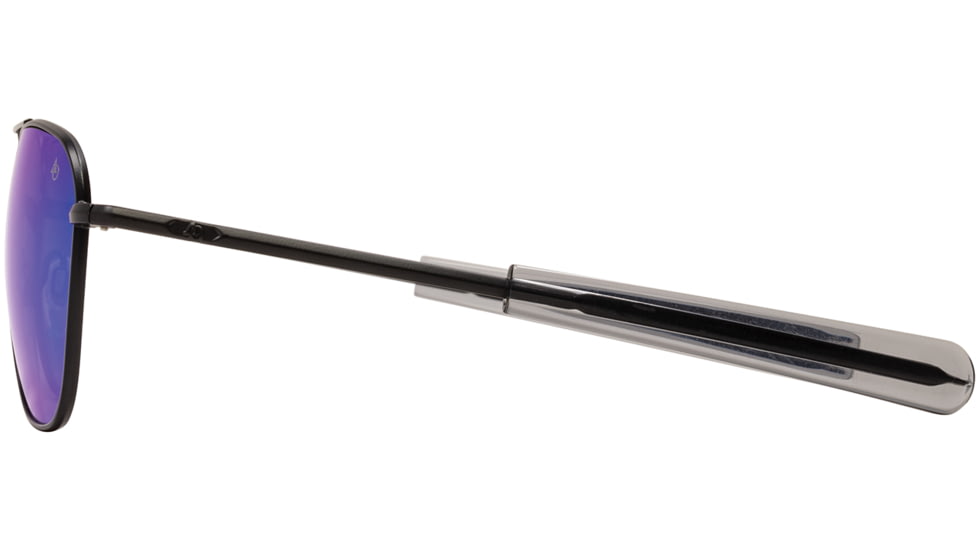 AO Original Pilot Sunglasses, Black Frame, 55 mm SunFlash Blue Mirror SkyMaster Glass Lenses, Bayonet Temple, Polarized, 738921564805