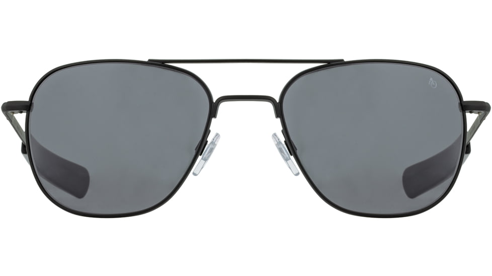 AO Original Pilot Sunglasses, Black Frame, 57 mm True Color Gray SkyMaster Glass Lenses, Bayonet Temple,738921562160