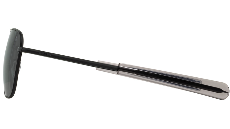 AO Original Pilot Sunglasses, Black Frame, 57 mm True Color Gray SkyMaster Glass Lenses, Bayonet Temple, Polarized, 738921562177