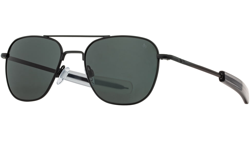 AO Original Pilot Sunglasses, Black Frame, 57 mm True Color Gray SkyMaster Glass Lenses, Bayonet Temple, Polarized, 738921562177