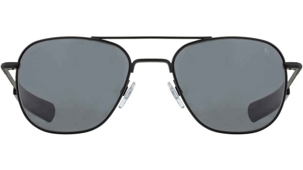 AO Original Pilot Sunglasses, Black Frame, 57 mm True Color Gray SkyMaster Glass Lenses, Bayonet Temple, Polarized, 738921562177