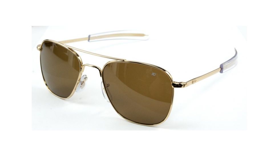 AO Original Pilot Sunglasses, Bayonet, Gold Frame, Amber Glass Lens, 52mm, 30162