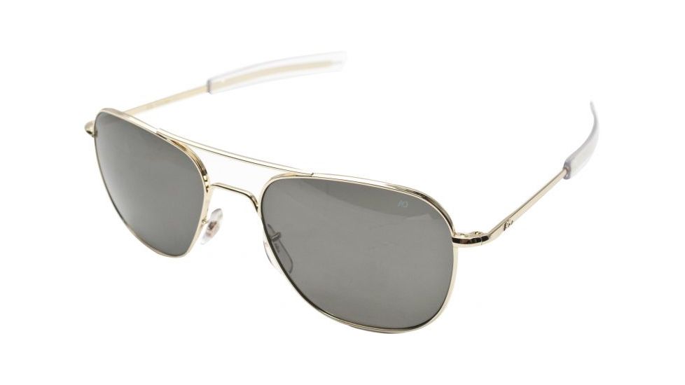 Open Box, Dealer Demo, AO Original Pilot Sunglasses, Bayonet, Gold Frame, True Color Gray Glass Lens, Polarized, 52mm, 32100