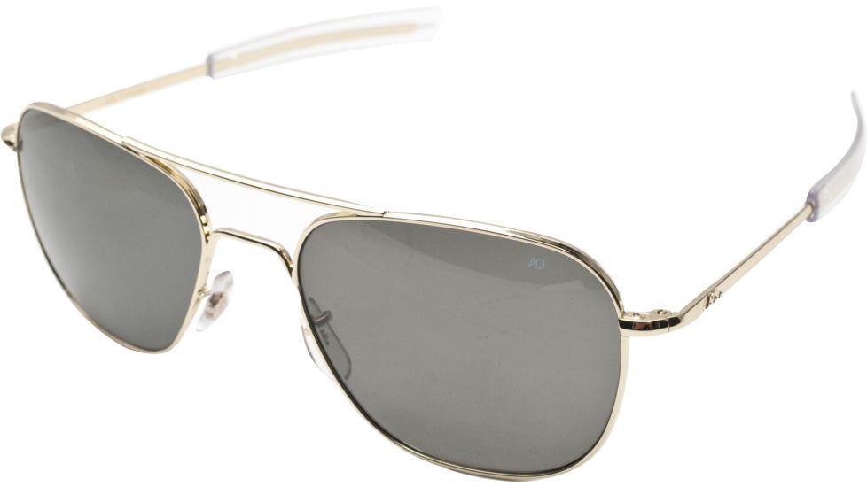 AO Original Pilot Sunglasses, Bayonet, Gold Frame, True Color Gray Glass Lens, Polarized, 57mm, 32112