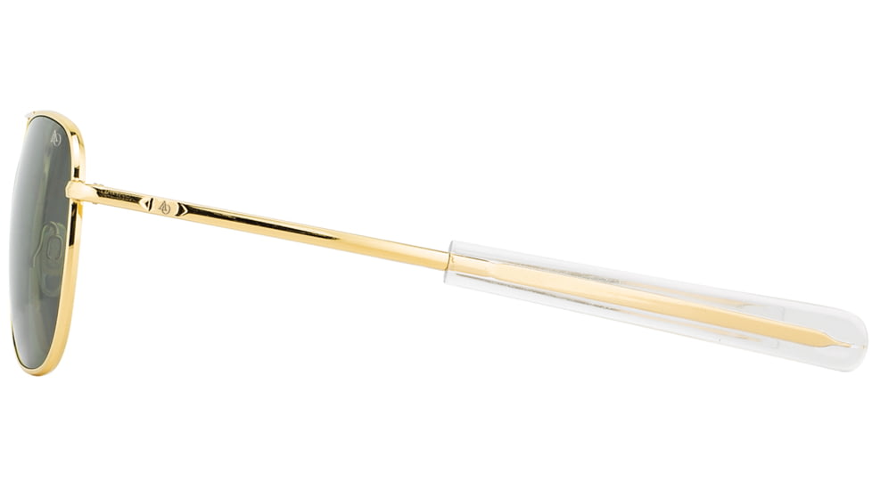 AO Original Pilot Sunglasses, Gold Frame, 55 mm Calobar Green SkyMaster Glass Lenses, Bayonet Temple, Polarized, 738921549451