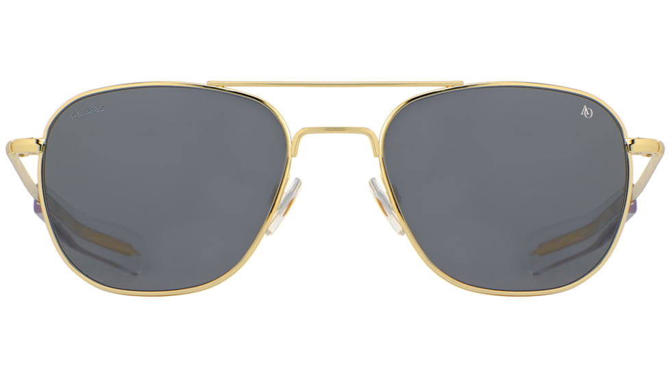 AO Original Pilot Sunglasses, Gold Frame, 52 mm True Color Gray AOLite Nylon Lenses, Bayonet Temple, Polarized, OP-152BTCLGYN-P