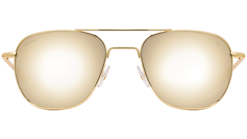 AO Original Pilot Sunglasses, Gold Frame, 57 mm SunFlash Gold Mirror SkyMaster Glass Lenses, Bayonet Temple, Polarized, 738921564591
