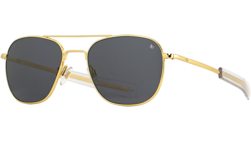 AO Original Pilot Sunglasses, Gold Frame, 57 mm True Color Gray SkyMaster Glass Lenses, Bayonet Temple,OP-157BTCLGYG