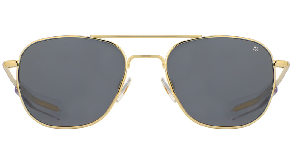AO Original Pilot Sunglasses, Gold Frame, 57 mm True Color Gray SkyMaster Glass Lenses, Bayonet Temple,OP-157BTCLGYG