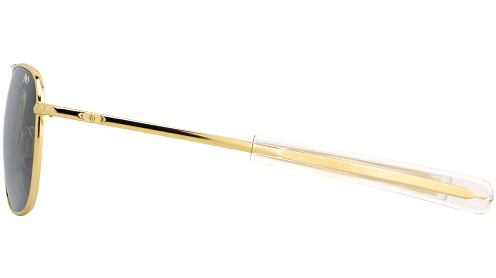 AO Original Pilot Sunglasses, Gold Frame, 55 mm True Color Gray SkyMaster Glass Lenses, Bayonet Temple, Polarized, 738921549499