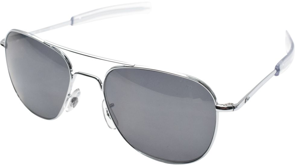 AO Original Pilot Sunglasses, Bayonet, Silver Frame, CC Gray Poly Lens, Polarized, 57mm, 30124