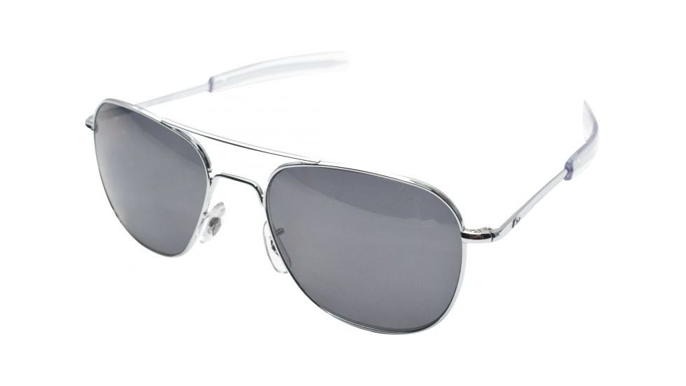 Open Box, Dealer Demo, AO Original Pilot Sunglasses, Bayonet, Silver Frame, True Color Gray Glass Lens, Polarized, 55mm, 32124