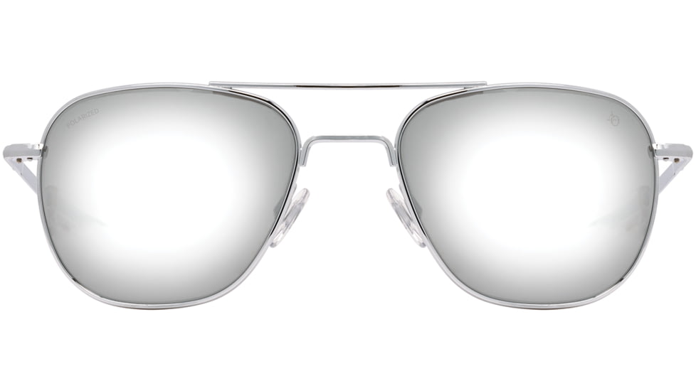 AO Original Pilot Sunglasses, Silver Frame, 52 mm SunFlash Silver Mirror SkyMaster Glass Lenses, Bayonet Temple, Polarized, 738921564638
