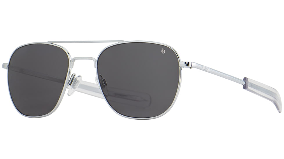 AO Original Pilot Sunglasses, Silver Frame, 57 mm True Color Gray SkyMaster Glass Lenses, Bayonet Temple,OP-257BTCLGYG