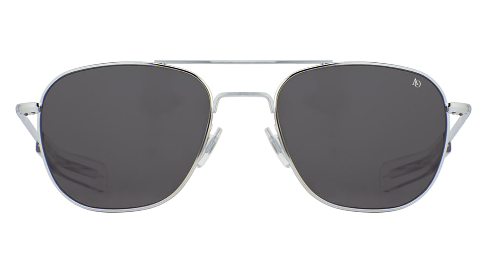 AO Original Pilot Sunglasses, Silver Frame, 57 mm True Color Gray SkyMaster Glass Lenses, Bayonet Temple,OP-257BTCLGYG