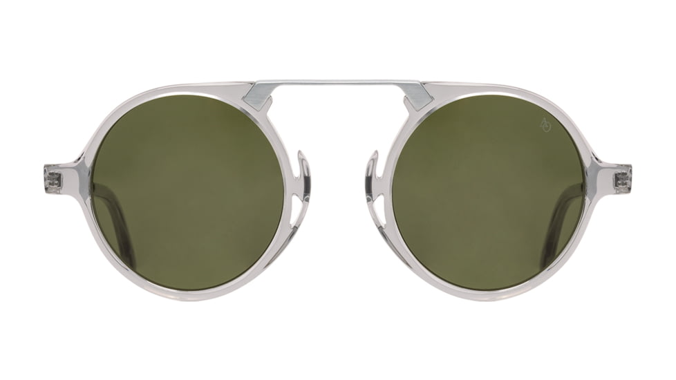 AO Oxford Sunglasses, Gray Crystal Silver Frame, Calobar Green AOLite Nylon Lenses, 44-24-145 B45, OXF144ST--GNN