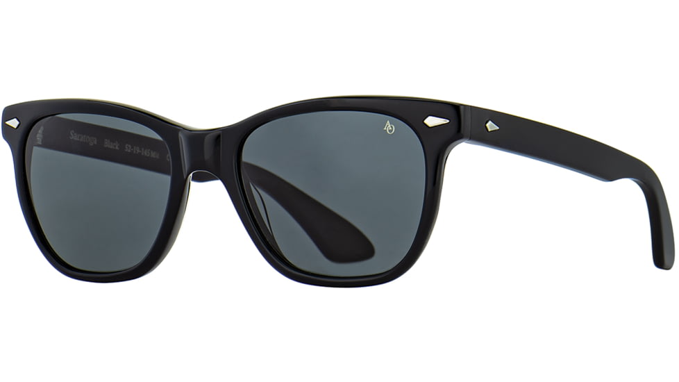 AO Saratoga Sunglasses, Black, True Color Gray AOLite Nylon Lenses, 52-19-145 B42, SAR352ST--GYN