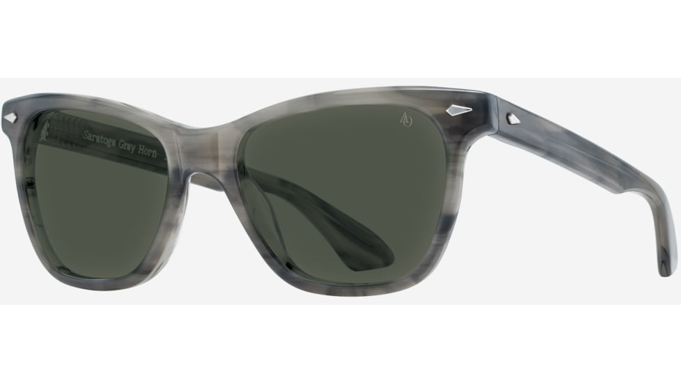 AO Saratoga Sunglasses, Gray Horn Frame, Calobar Green AOLite Nylon Lenses, 54-19-145, SAR854ST--GNN