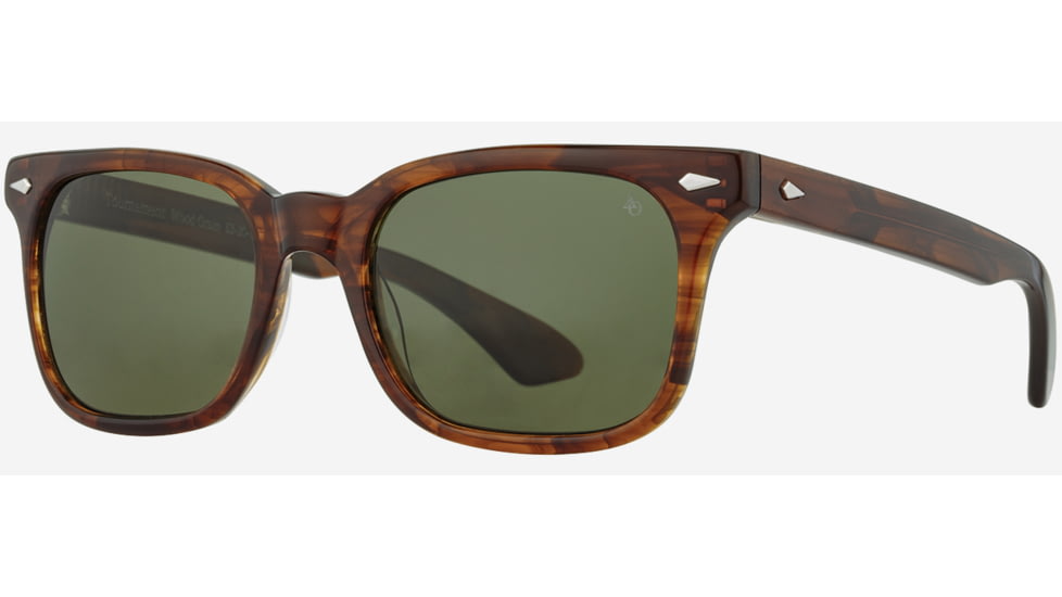 AO Tournament Sunglasses, Woodgrain Frame, Calobar Green AOLite Nylon Lenses, Polarized, 52-20-145, TOU252ST--GNN-P
