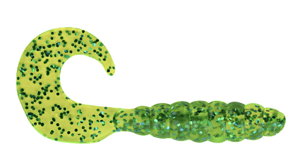 Apex Tackle Curly Tail Soft Bait, 10, 1in, Chartreuse/Blue Flake, AP-CT1-75