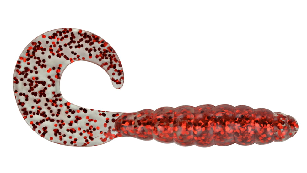 Apex Tackle Curly Tail Soft Bait, 10, 2in, Clear/Red Flake, AP-CT2-44