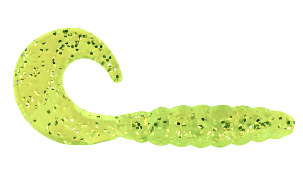 Apex Tackle Curly Tail Soft Bait, 10, 3in, Chartreuse/Silver Flake, AP-CT3-16