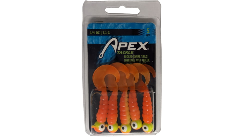 Apex Tackle Rigged Grubs 1/4oz Chartreuse/Orange 5pk, J514-CTOR