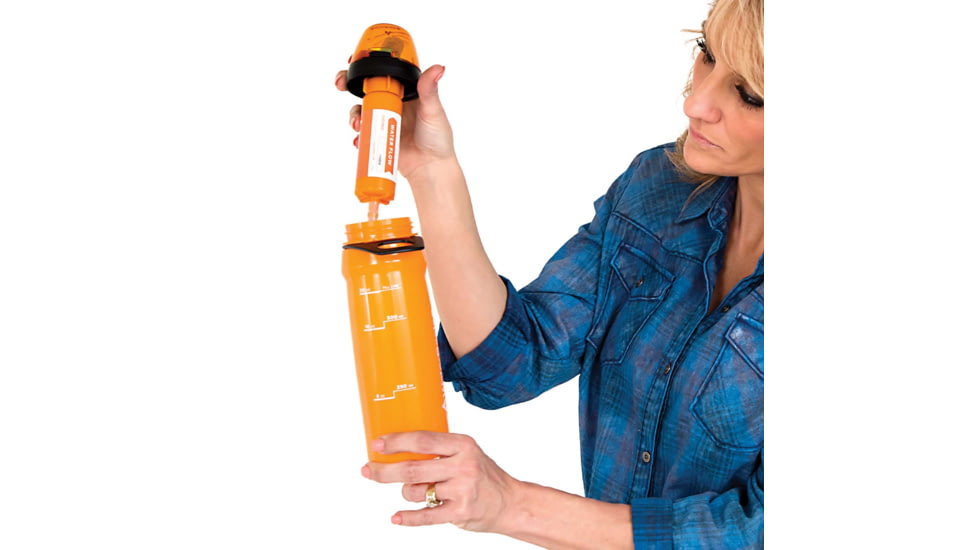Aquamira WaterBasics Series II RED Line Filtered Water Bottle, Orange, 67258