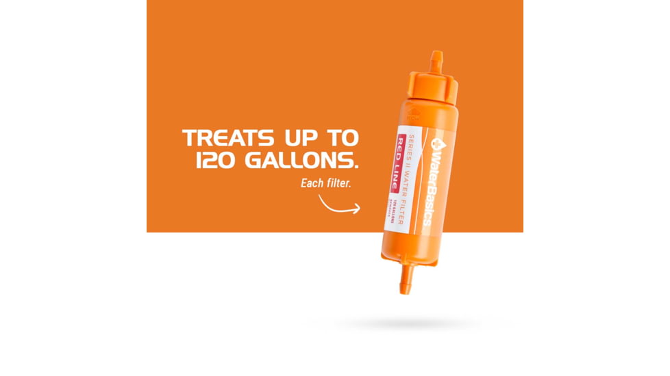 Aquamira WaterBasics Series II RED Line Filtered Water Bottle, Orange, 67258
