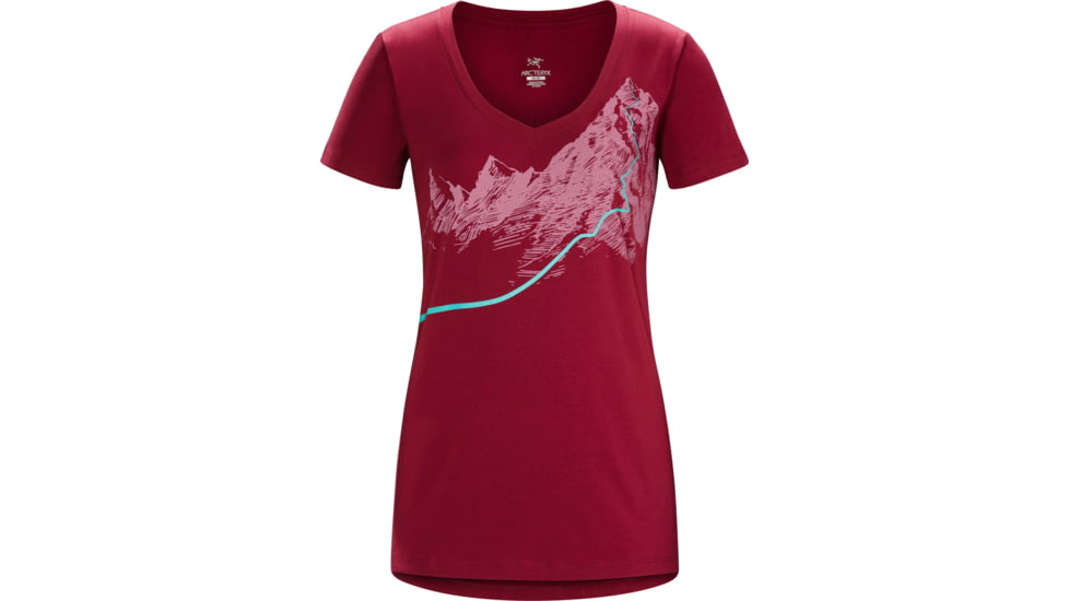 Arc'teryx Afterglo Short Sleeve V-Neck - Women's-Scarlet-Small