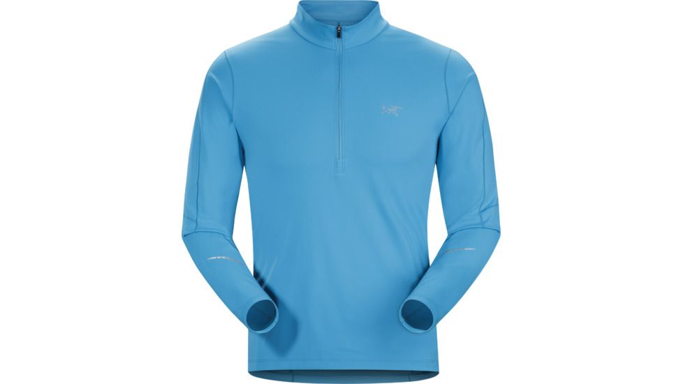 Accelerator Long Sleeve Zip Neck Shirt - Mens-Adriatic Blue-Small