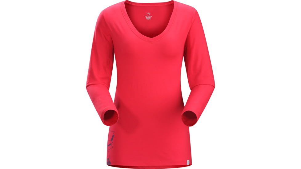 Arcteryx Maple V-Neck Long Sleeve T-Shirt - Womens-Flamenco-Large
