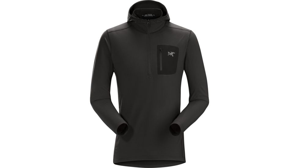 Arcteryx Rho LT Hooded Zip Neck Top - Mens, Black, Large, 333193