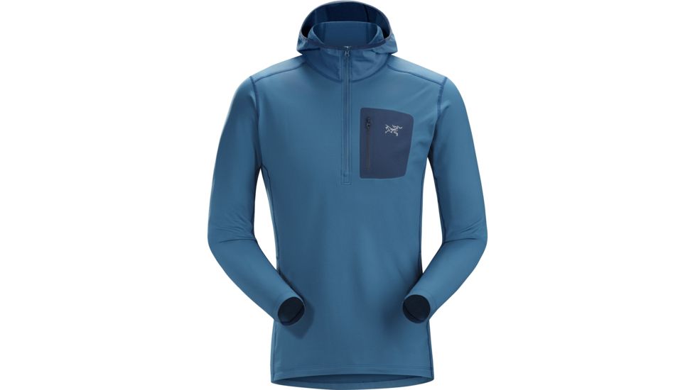 Arcteryx Rho LT Hooded Zip Neck Top - Mens, Light Hecate, Medium, 352144