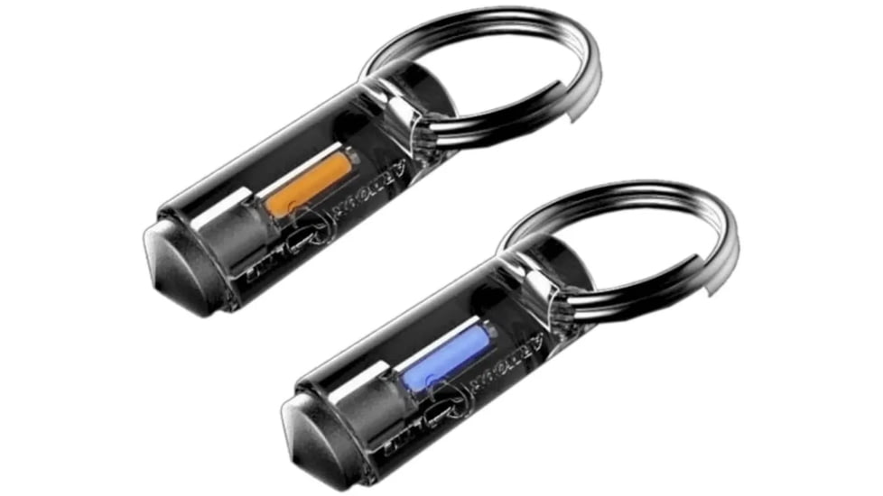 Armourlite Tritium Vials Key Ring Safety Markers, 2 Pack, Blue/Orange, KeyRingBlueOrange