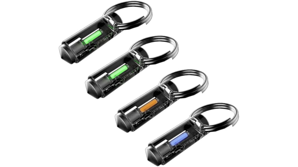 Armourlite Tritium Vials Key Ring Safety Markers, 4 Pack, Green/Blue/Orange, KeyRingGreenBlueOrange