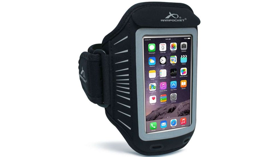 Armpocket Racer Armband Case-Black/Silver-Medium