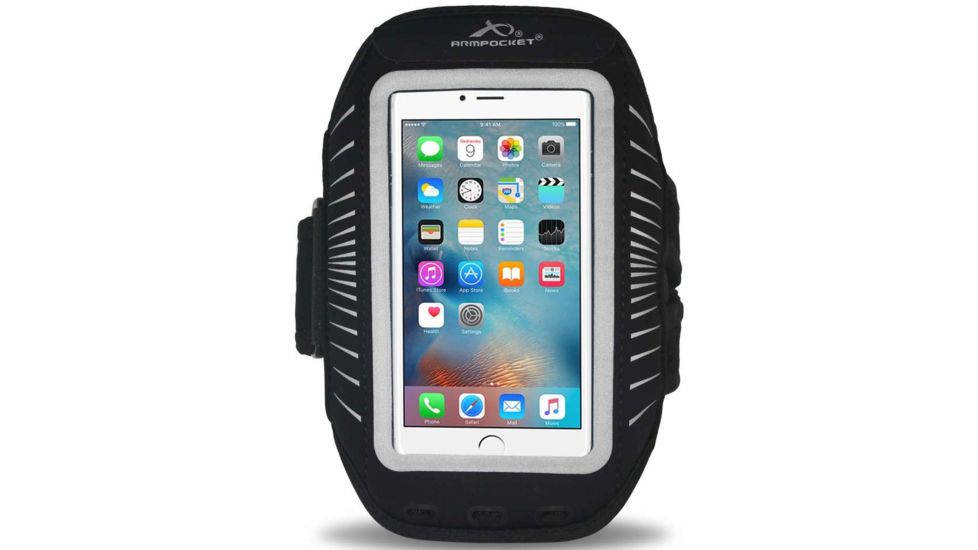 Armpocket Racer Plus Armband Case-Black/Silver-Medium